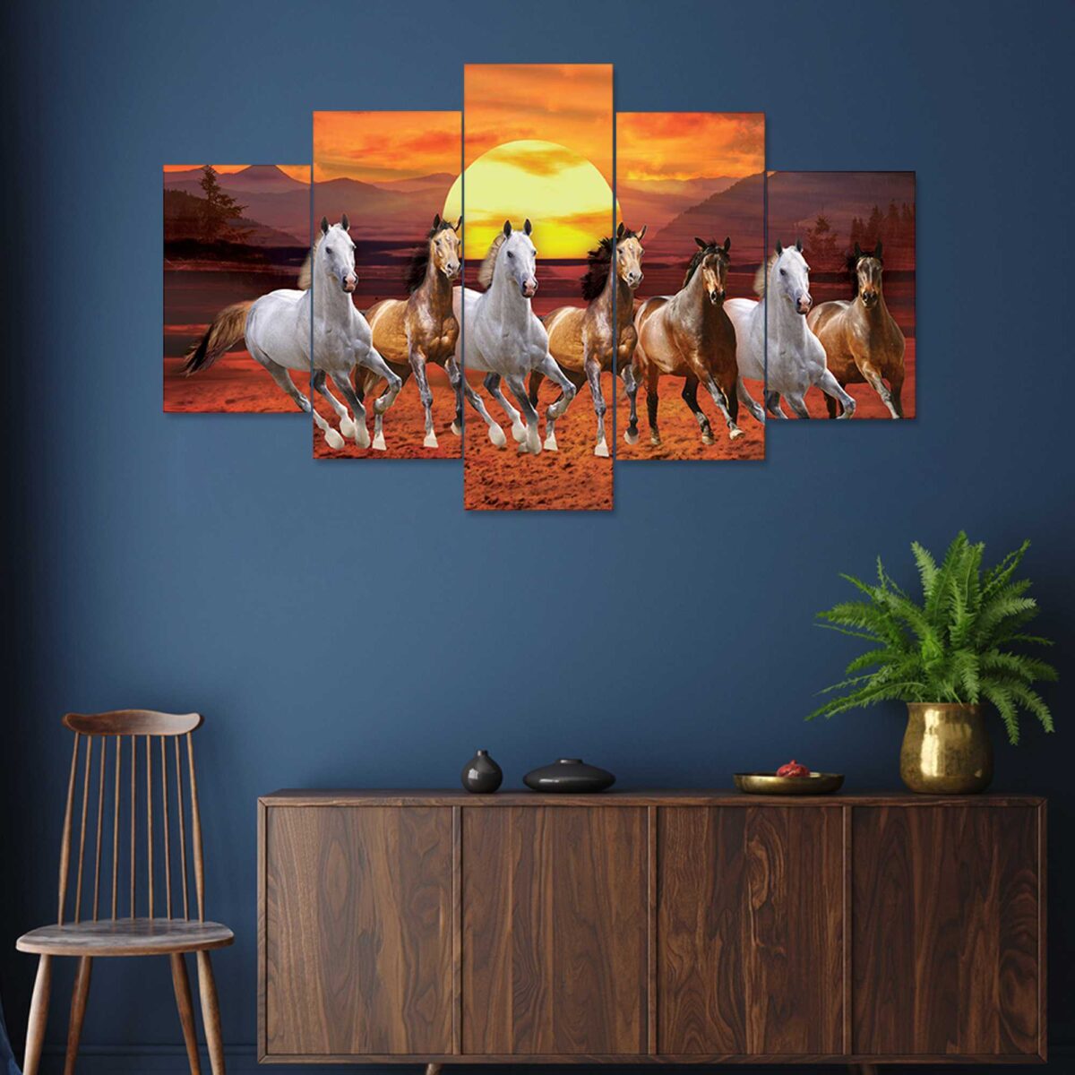 "Horse Set of Five 3D Framed Paintings | Ideal for Living Room & Bedroom Decor"