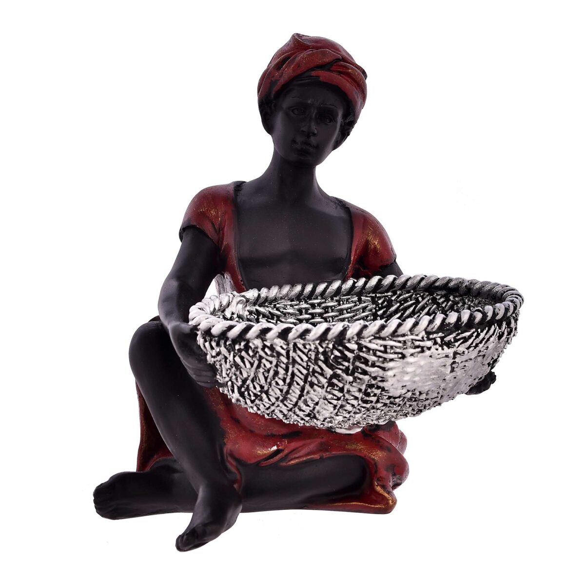 "Resin Modern Art Men with Basket Statue | Elegant Handcrafted Showpiece for Home & Office Decor"