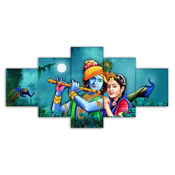 "Radhe Krishna Set of Five 3D Framed Paintings | Ideal for Living Room & Bedroom Decor"