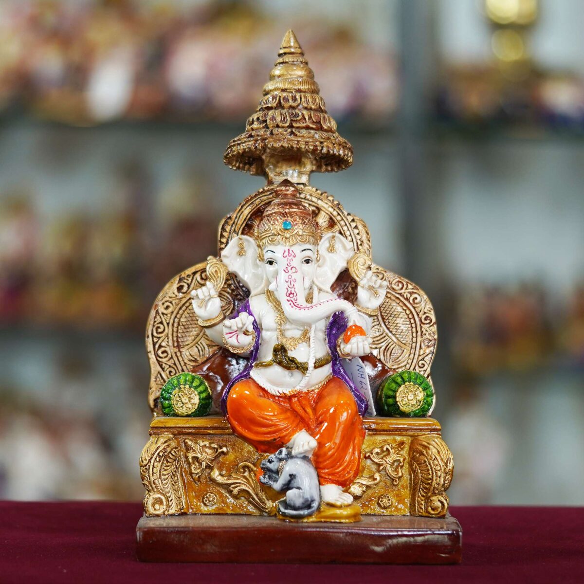 Divine Marble Handmade Ganesh Ji Idol for Home Décor and Living Room – 10 Inch Handcrafted Showpiece