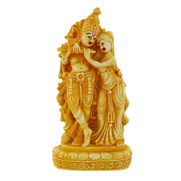 "Radha Krishna Idol Sculpture | Handcrafted Poly-Resin Showpiece for Worship & Home Decor"