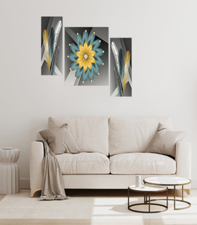 "Set of 3 Digital Wall Paintings | Ideal for Living Room & Bedroom Decor"