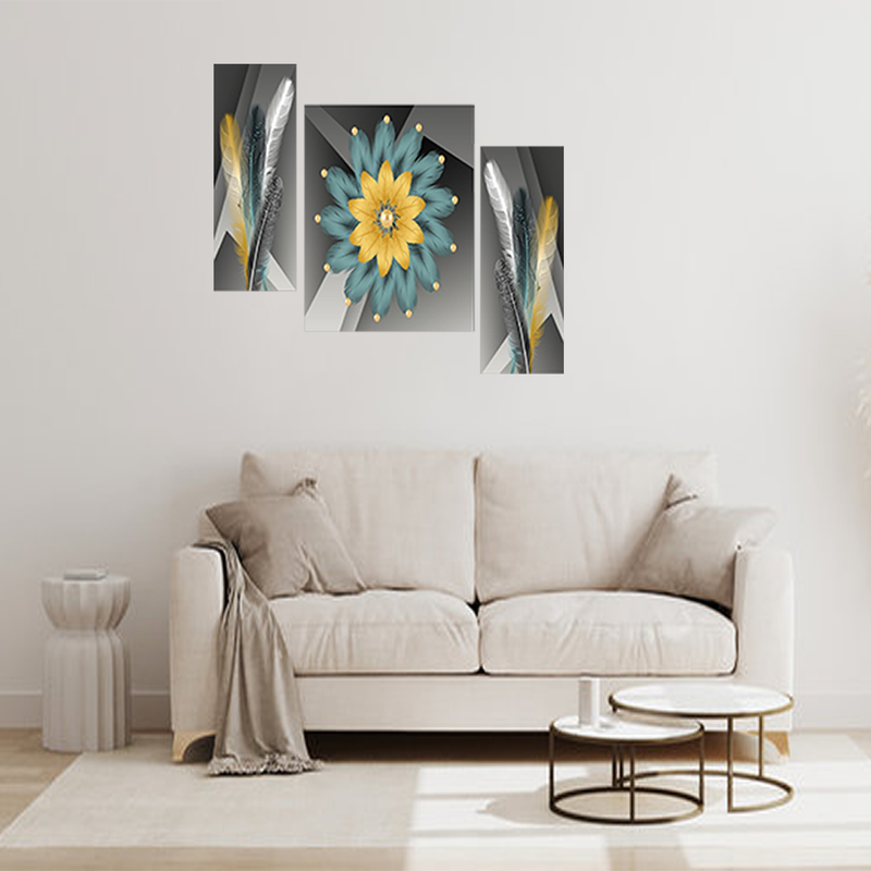 "Set of 3 Digital Wall Paintings | Ideal for Living Room & Bedroom Decor"