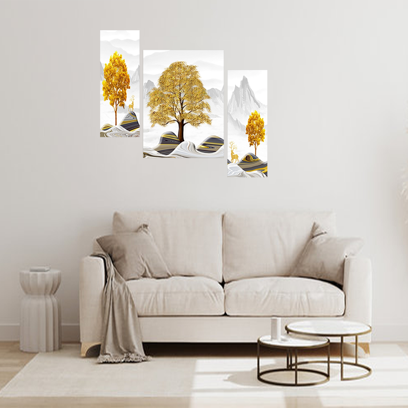 "Set of 3 Digital Wall Paintings | Ideal for Living Room & Bedroom Decor"