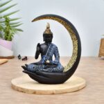 "Antique Big Meditating Moon Buddha Statue | Premium Polyresin Showpiece for Home, Office & Car"