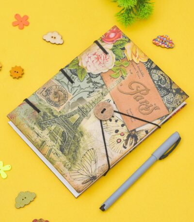 "Handmade Classic Printed Cardboard Diary with String Closure"