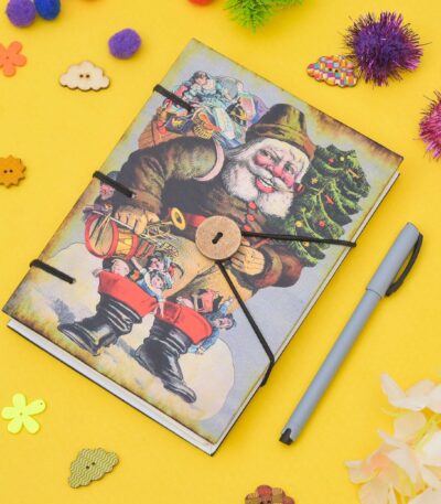 "Handmade Classic Printed Cardboard Diary with String Closure"