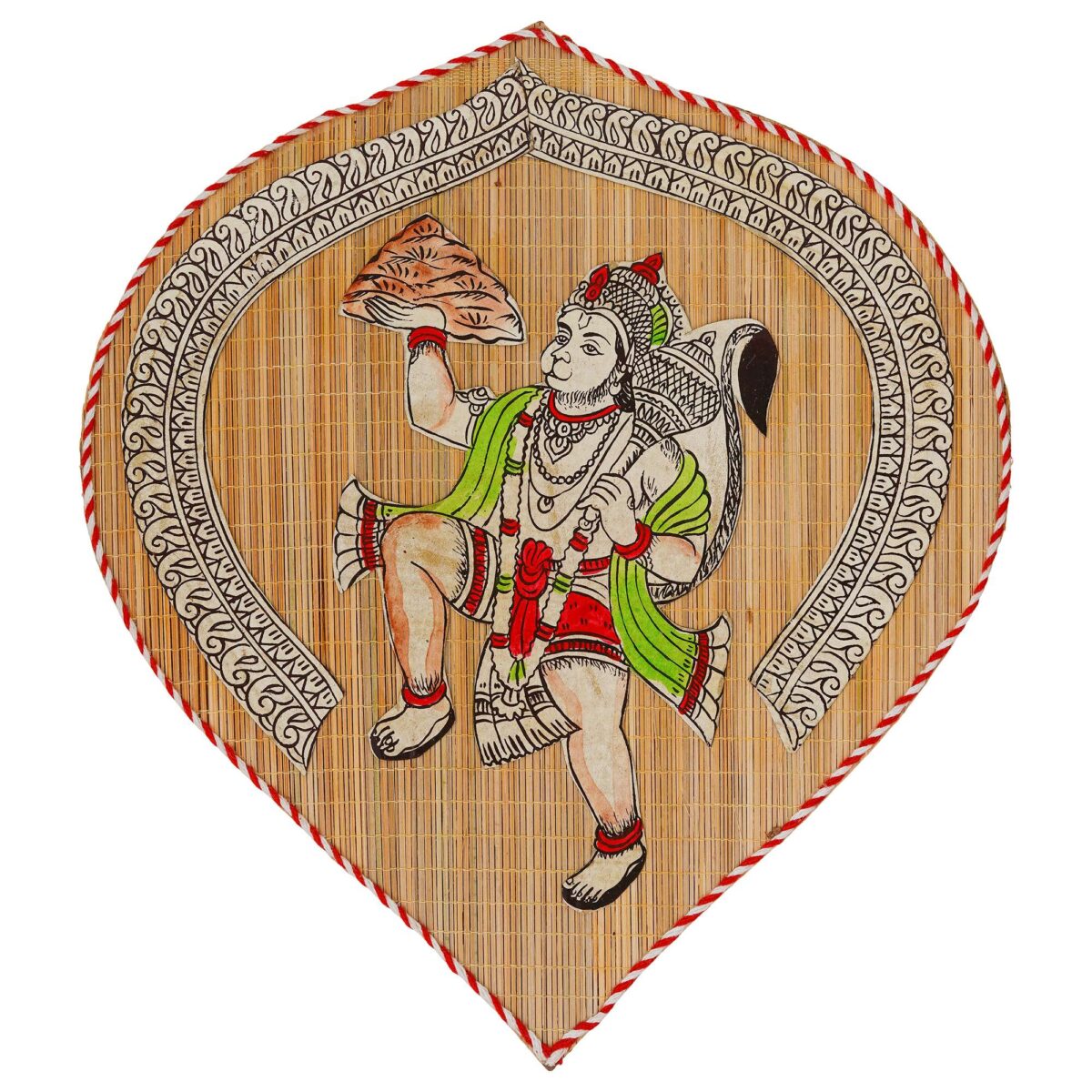 "Bamboo Leaf Design Wall Hanging of Hanuman Ji for Home Decor"