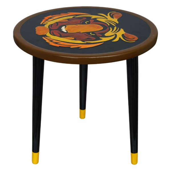 "ArtisanCraft Wooden Round Side Table with Epoxy Accents - Perfect for Living Rooms and Home Decor"