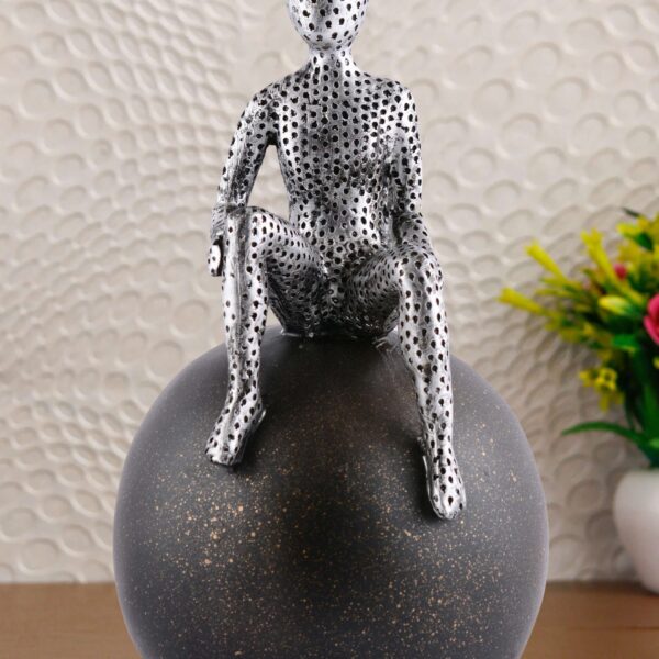 "Atlas Men Sitting on Ball Showpiece - Multicolour Greek Mythology Sculpture for Home & Office Decor"