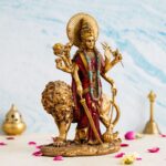 "DivineRadiance Maa Durga Sherawali Idol - Crystal Diamond Studded Metal Showpiece for Pooja & Home Decor"