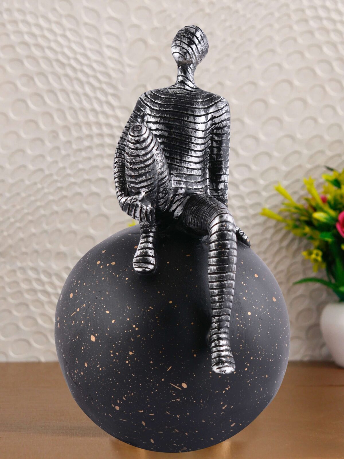 "Atlas Men Sitting on Ball Showpiece - Multicolour Greek Mythology Sculpture for Home & Office Decor"