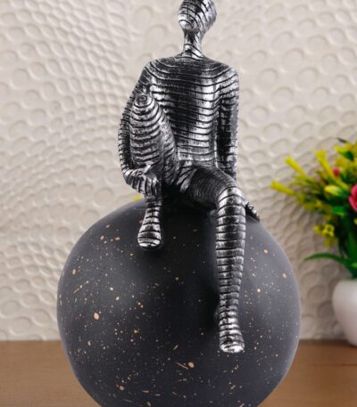 "Atlas Men Sitting on Ball Showpiece - Multicolour Greek Mythology Sculpture for Home & Office Decor"