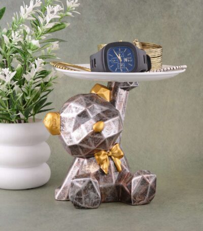 "CharmingTeddy Bear with Platter - Decorative Showpiece for Home, Office & Gift"