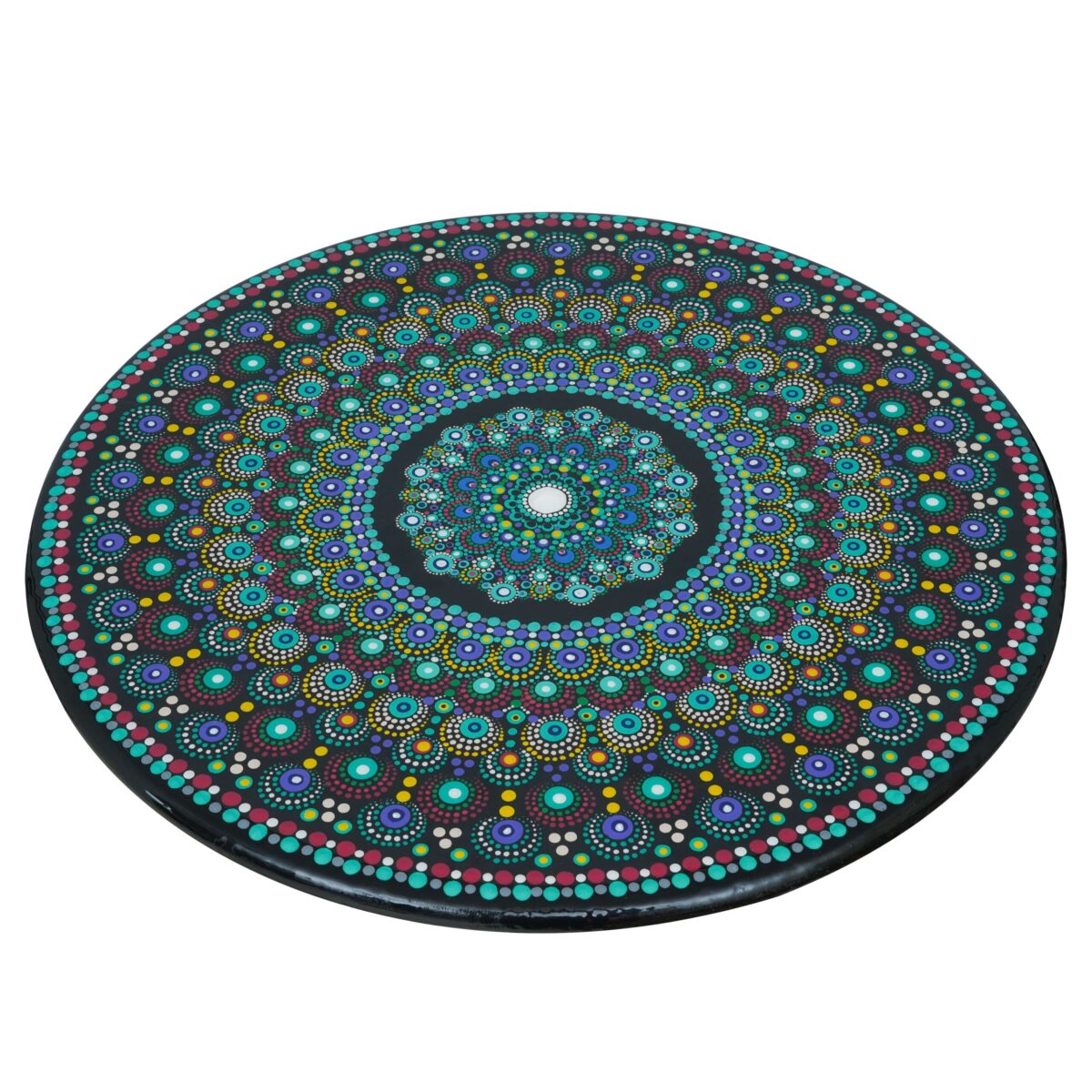"EcoChic Wooden Round Side Table with Epoxy Accents - Perfect for Living Rooms and Home Decor"