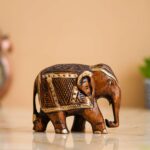 "ArtisanElephant Statue - Rajasthani Handmade Wooden Showpiece for Home Decor (Dark Brown)"