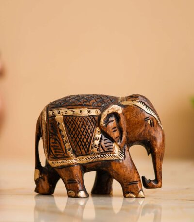 "ArtisanElephant Statue - Rajasthani Handmade Wooden Showpiece for Home Decor (Dark Brown)"