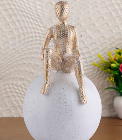 "Atlas Men Sitting on Ball Showpiece - Multicolour Greek Mythology Sculpture for Home & Office Decor"