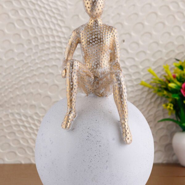 "Atlas Men Sitting on Ball Showpiece - Multicolour Greek Mythology Sculpture for Home & Office Decor"