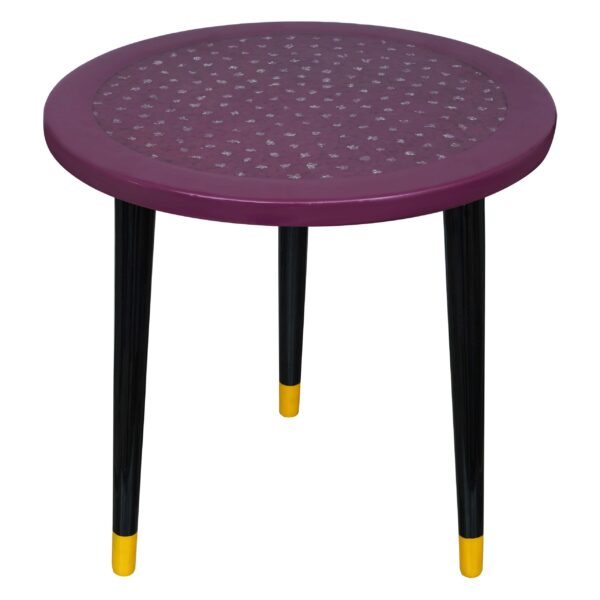 "Rustic Elegance Wooden Round Side Table with Epoxy Accents - Perfect for Living Rooms and Home Decor"