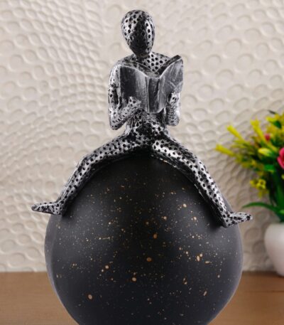 "Atlas Men Sitting on Ball Showpiece - Multicolour Greek Mythology Sculpture for Home & Office Decor"