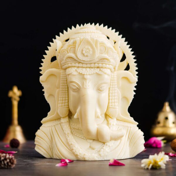 "DivineGrace Marble Ganesha Statue - Handcrafted Idol for Home Decor, Office Desk & Gifting"
