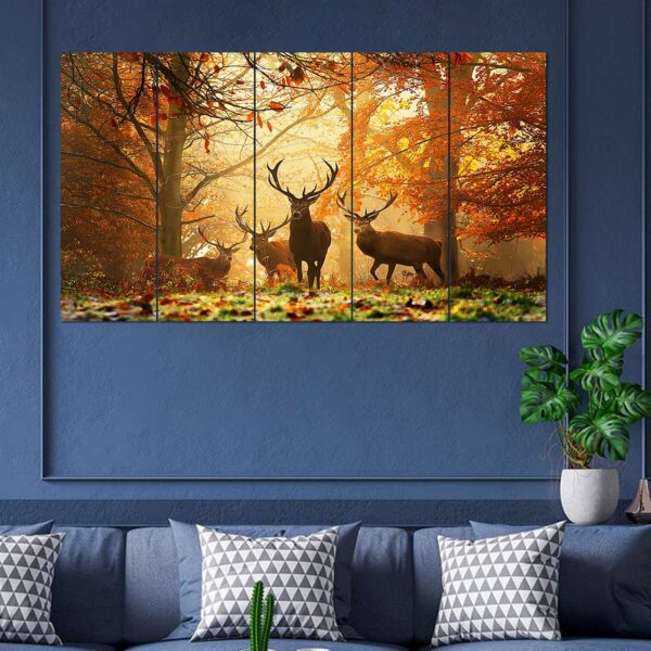 "Set of 5 Digital Wall Paintings with 3D Frames for Living Room"