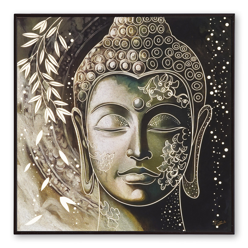 Golden Embossed Wall Painting for Living Room and Home Decoration – 12x12 Modern Art