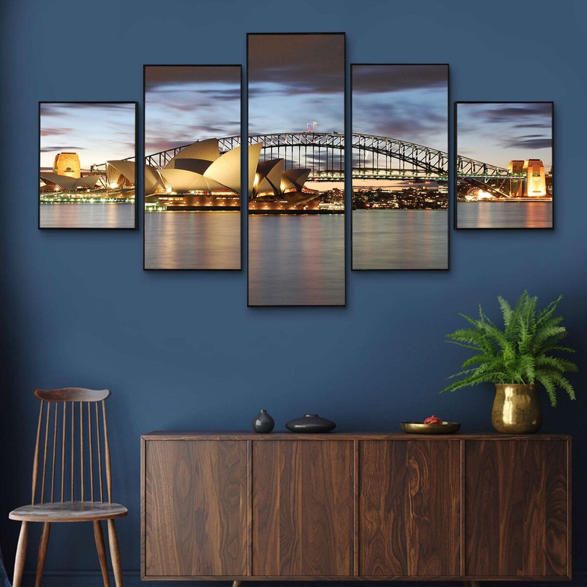 "Majestic Set of 5 Framed Digital Wall Paintings with HD Prints for Modern Home Decor"