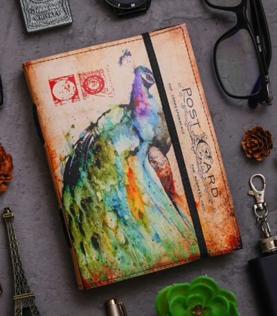 "Peacock Cover Diary with Antique String Closure - Perfect for Writing, Sketching, and Planning"