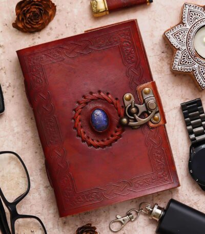 "Gemstone Cover Diary with Antique Lock - Perfect for Writing, Sketching, and Planning"