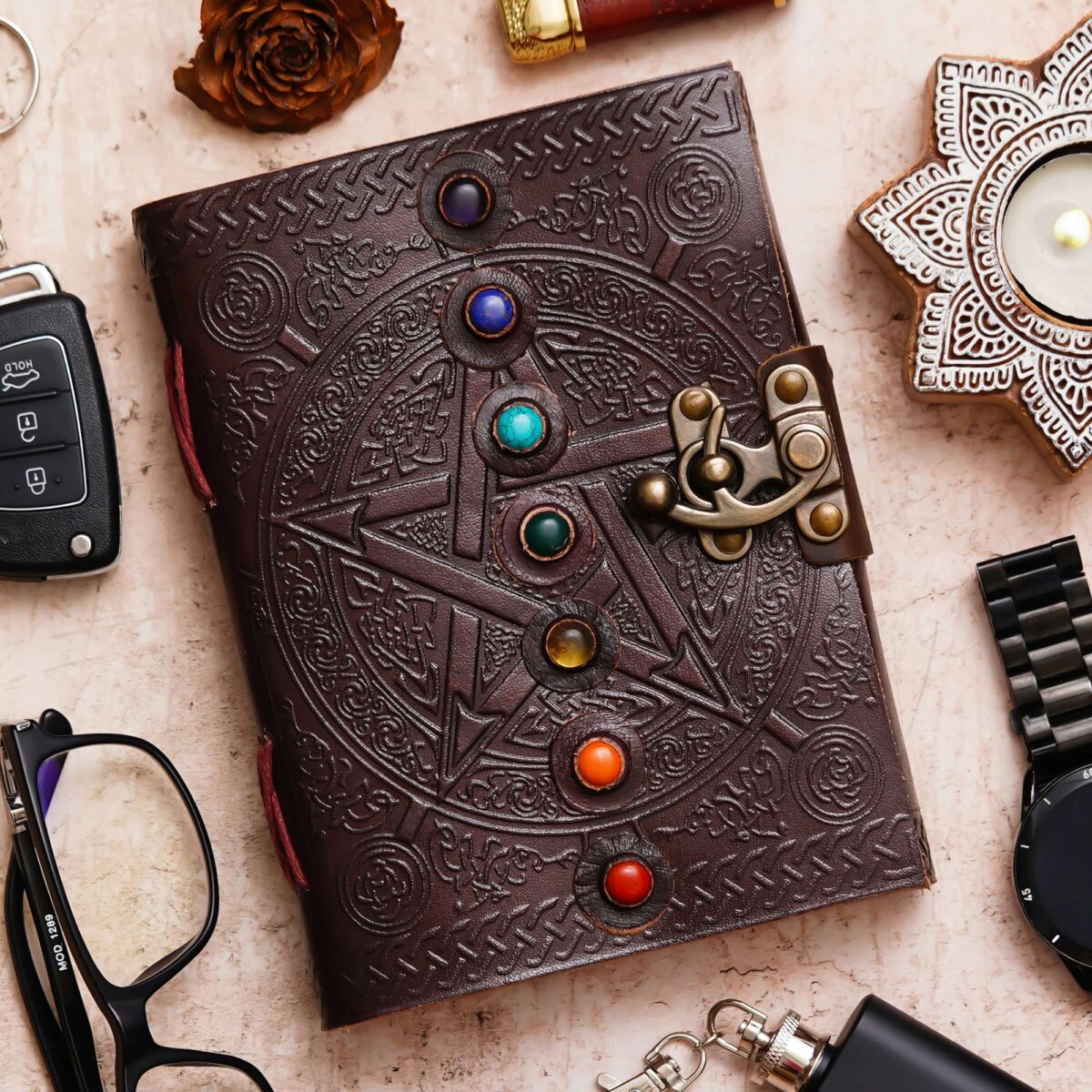 "Timeless Elegance Diary with Antique Lock - Perfect for Writing, Sketching, and Planning"