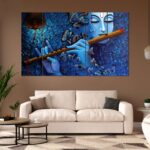 "Radha Krishna Set of 5 Digital Wall Paintings with 3D Frames for Living Room"